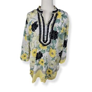Charter Club  Floral Tunic V-neck Petite XL